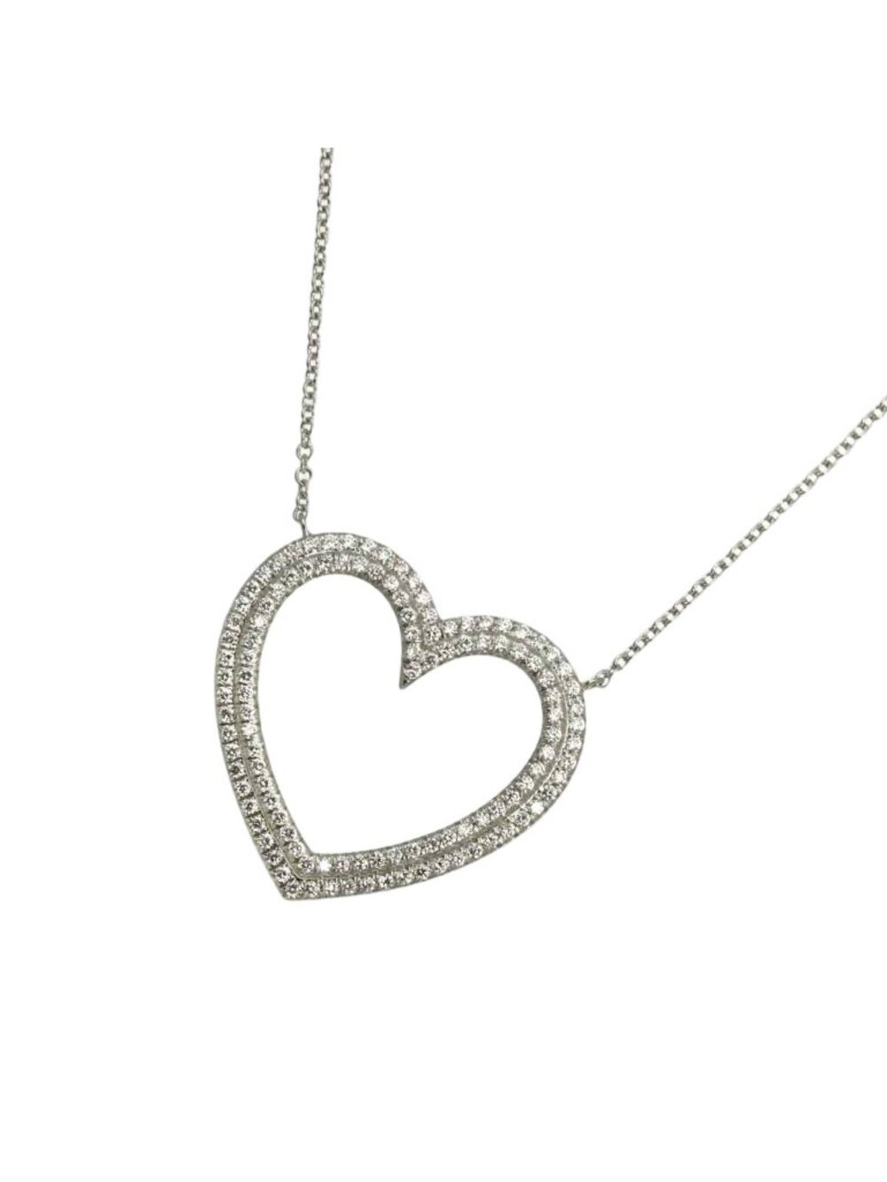 Tiffany & Co Metro Heart Pave Diamond Necklace 40 Platinum